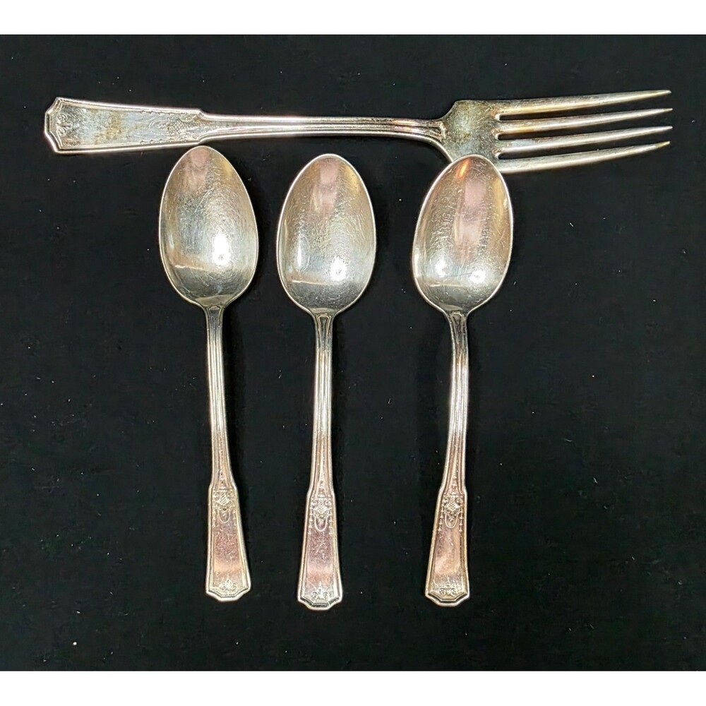 1924 Stratford Shakespeare Silverplate Flatware Fork & Spoons Lot of 4 USA